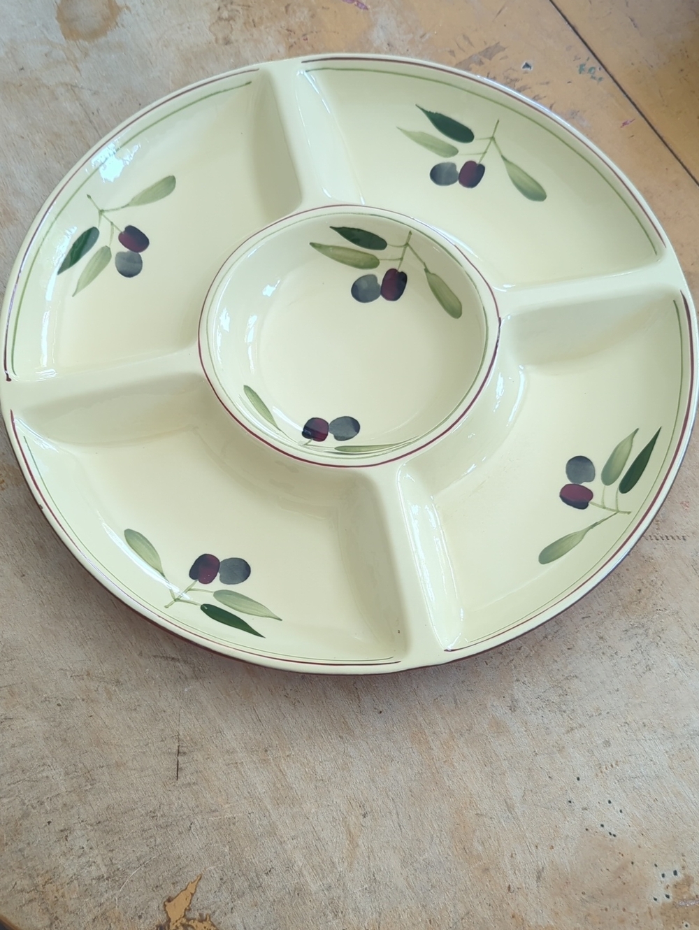 La Letit Cafe Hand Painted Olive/Condiment Tray
